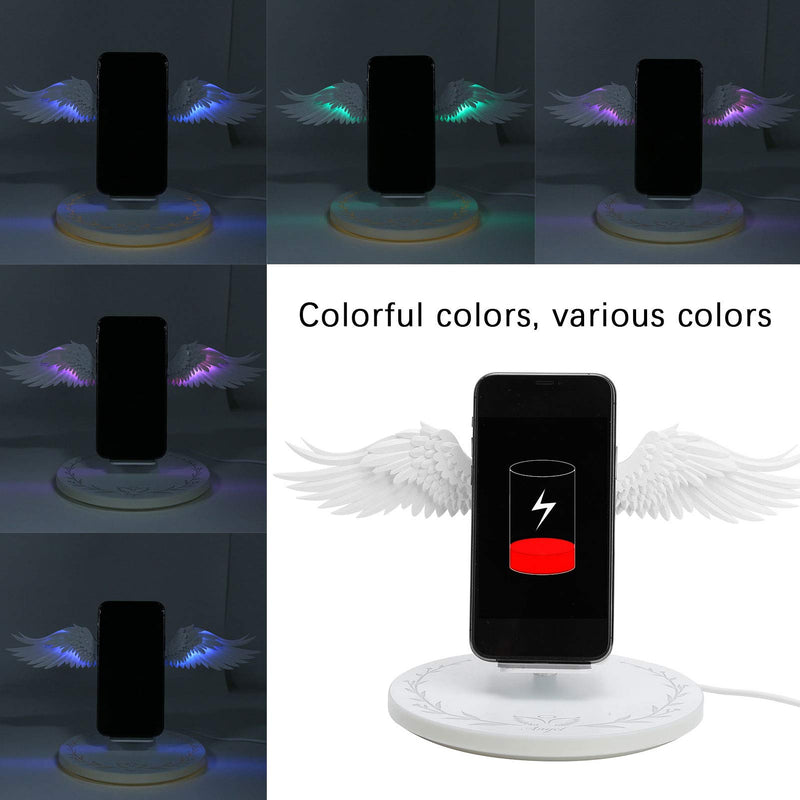 [Australia - AusPower] - Wireless Charger, 10W Max Fast Wireless Charging, Wireless Phone Charger Stand, Universal Angel Wing Style Fast Charging for Mobile Phone 