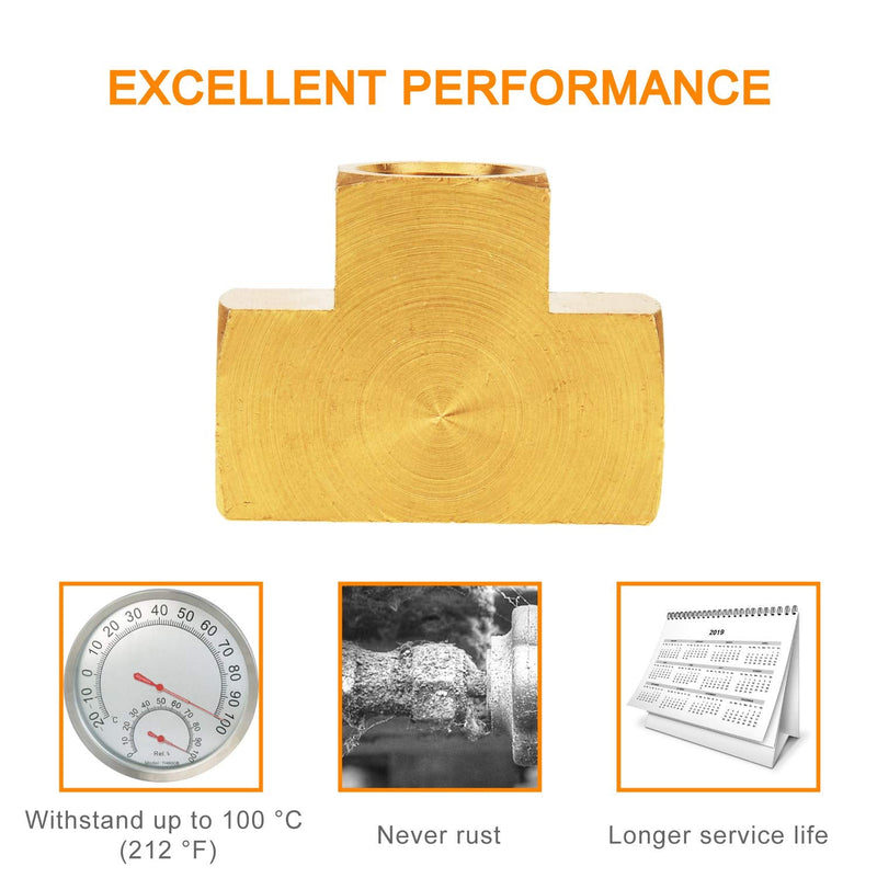 [Australia - AusPower] - Brass Pipe Fitting, SUNGATOR Barstock Tee, 1/4" x 1/4" x 1/4" NPT Female Pipe (2-Pack) 2 Pack 