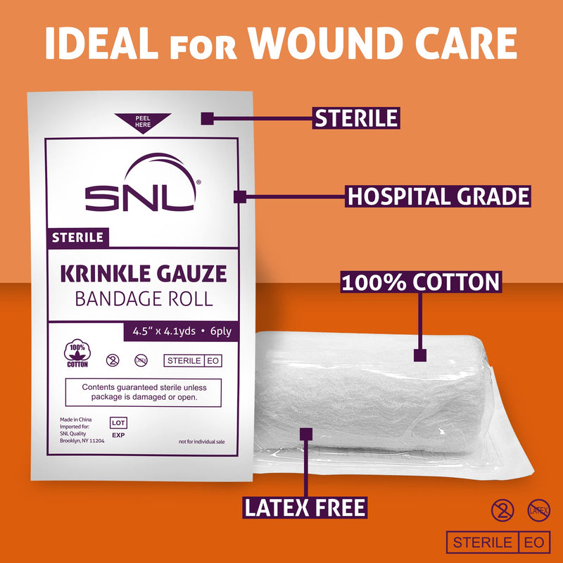 [Australia - AusPower] - SNL Sterile Krinkle Kerlix Type 4 1/2" x 4 1/8 Yds, Latex Free, Bandage Roll - Pack of 12 
