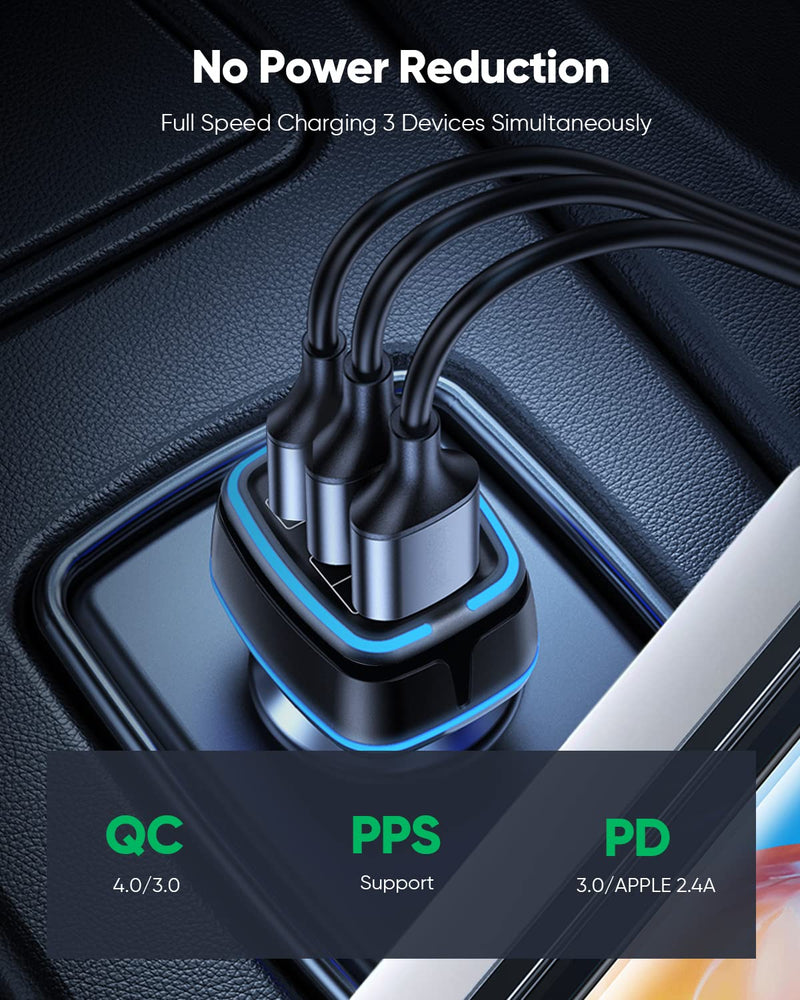 [Australia - AusPower] - USB C Car Charger Fast Charging 115W, TOMMAO 3-Port Car Phone Charger Super Fast Charging PD 65W 20W USBA 30W Car Charger Adapter for iPhone 13 Pro Max Samsung Galaxy Pixel Oneplus MacBook Laptop 