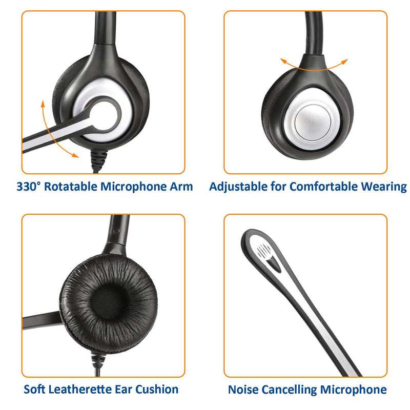 [Australia - AusPower] - Wantek Telephone Headset with Microphone Noise Cancelling, Office Phone Headsets 2.5mm Jack Compatible with Panasonic AT&T ML17929 RCA Vtech Uniden Dect Cisco SPA Polycom and Cordless Phones(F602J25P) Dual 2.5mm F602J25P 