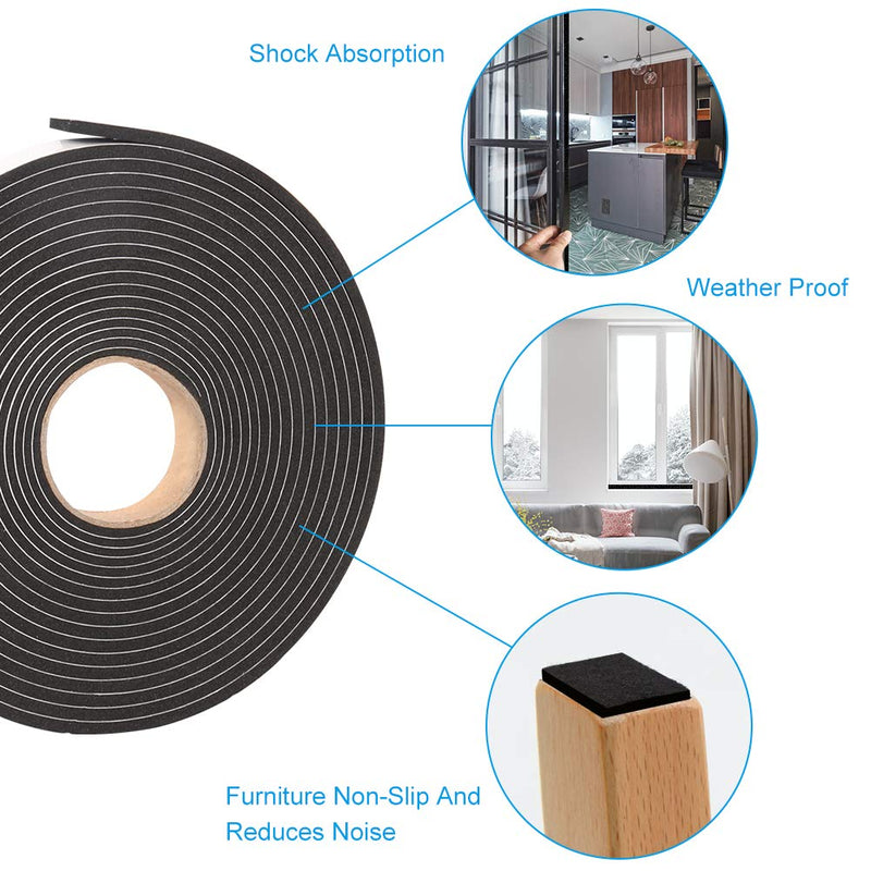 [Australia - AusPower] - Foam Tape Weather Stripping Window Seal,1"Wx1/8"T High Density Seal Strip,Adhesive Closed Cell Weather Strip(Total 30FT,Black) 1"W x 1/8"T x 30FT 