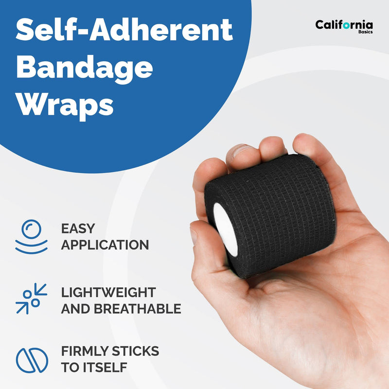 [Australia - AusPower] - Self Adherent Cohesive Wrap Bandages 2 Inch by 5 Yards - Self Adhesive Non Woven Bandage Rolls - Black Athletic Tape for Wrist - Breathable Athletic Tape - Stretch Wrap Roll - Ankle Tape (24 Pack) 24 Pack 