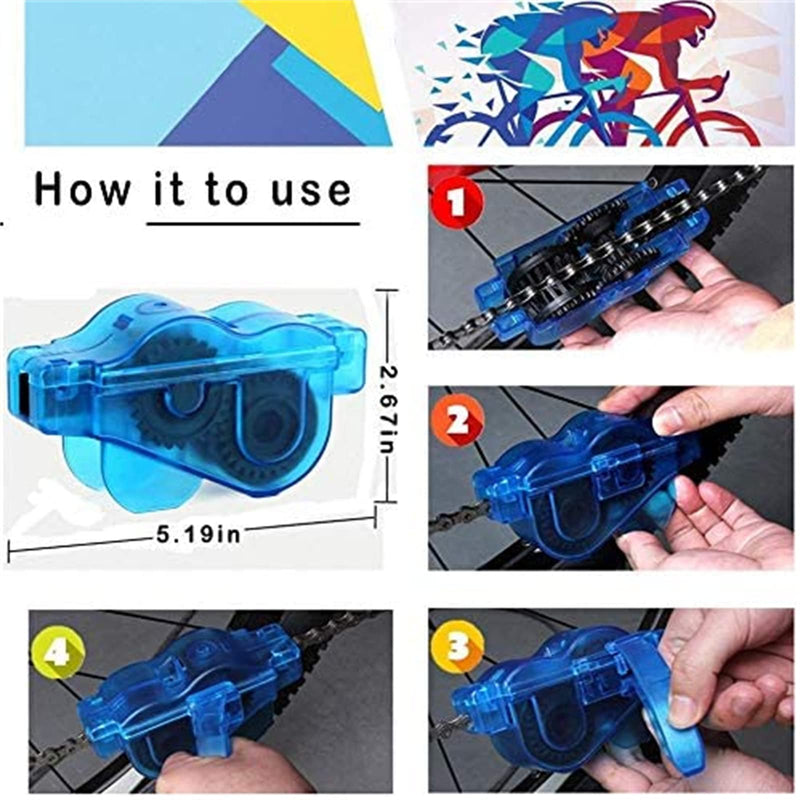 [Australia - AusPower] - focopot Bike Cleaning Kit (9pcs), Including Chain Cleaner for Cycling ,Bicycle Clean Brush Tools for Mountain/MT/Road/BMX Bike 