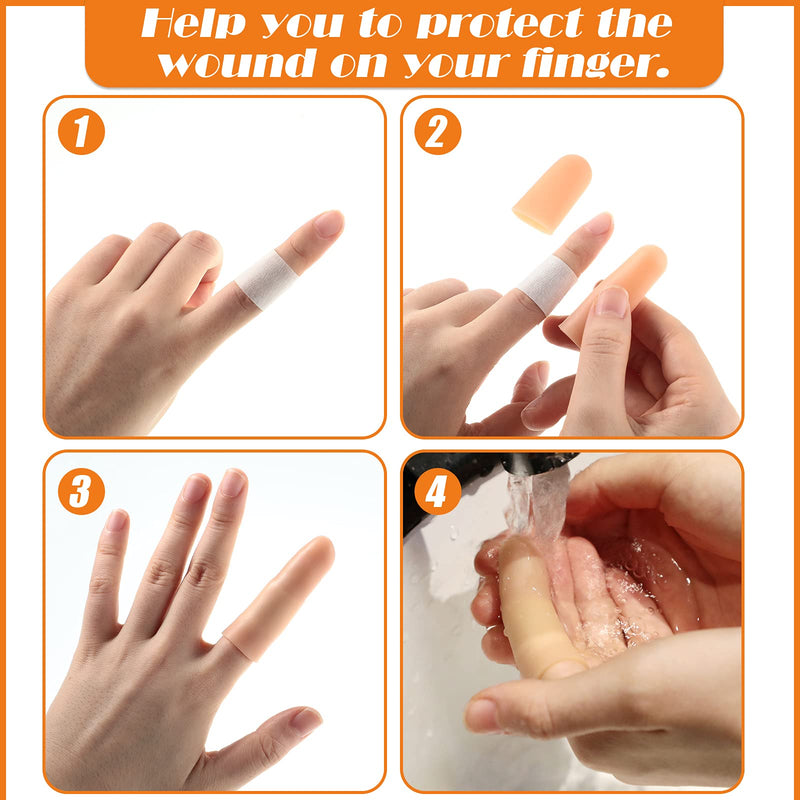 [Australia - AusPower] - 50 Pieces Gel Finger Cots Gel Finger Support Protector Gloves Gel Finger Cover Caps Silicone Finger Sleeves, 40 Pieces Long, 10 Pieces Short (Beige) Beige 