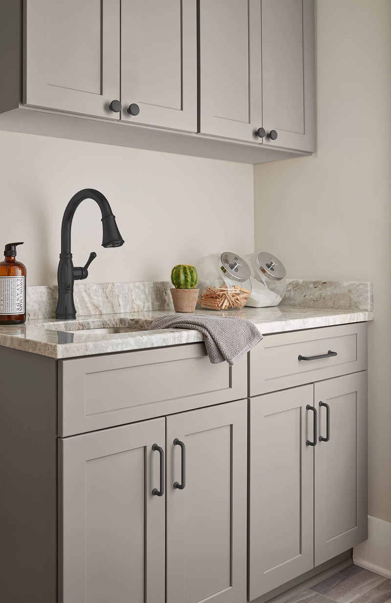 [Australia - AusPower] - Amerock | Cabinet Pull | Matte Black | 5-1/16 inch (128 mm) Center-to-Center | Factor | 1 Pack | Drawer Pull | Cabinet Handle | Cabinet Hardware 5-1/16 in. Center-to-Center 
