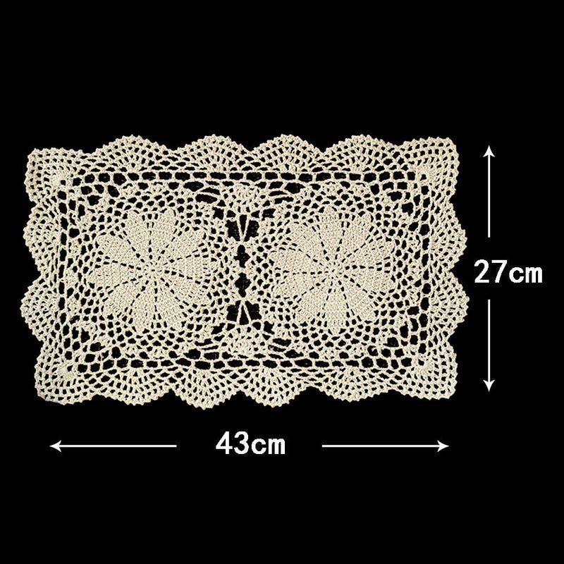 [Australia - AusPower] - yazi Crochet Cotton Lace Placemats Doilies 2pc, Beige, 10inches by 16inches 2/pack 