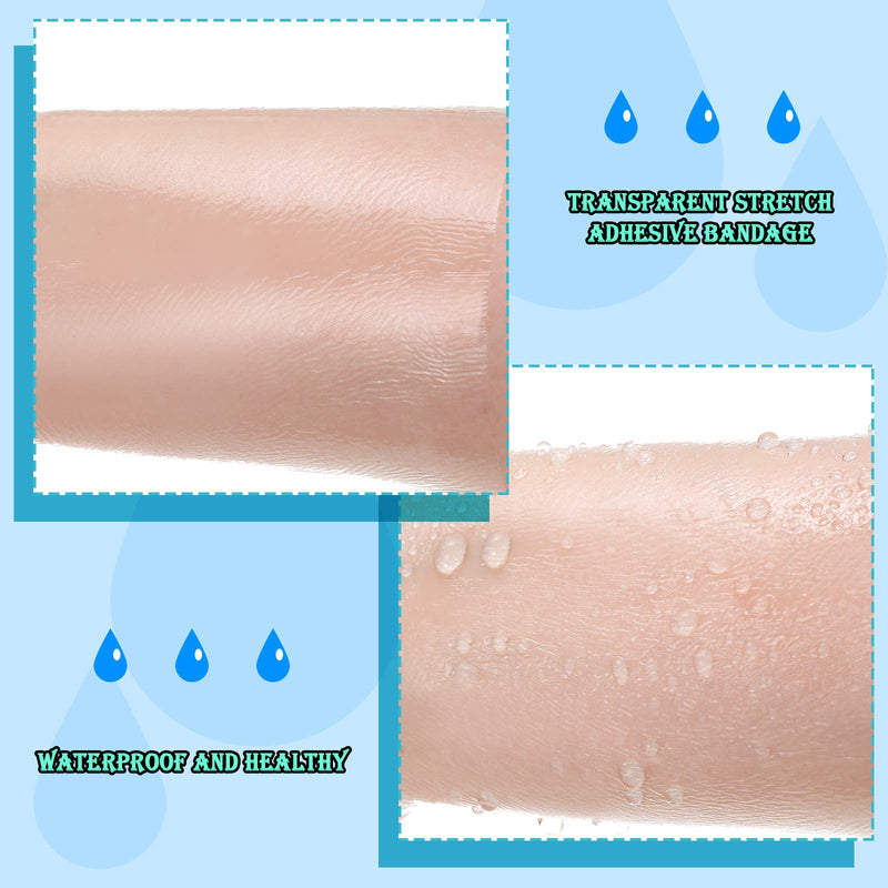 [Australia - AusPower] - 4 Rolls Transparent Stretch Adhesive Bandages Waterproof Clear Bandage Protective Adhesive Bandages Dressing Tape (4 Inch x 5.47 Yard) 4x196.92 Inch (Pack of 4) 