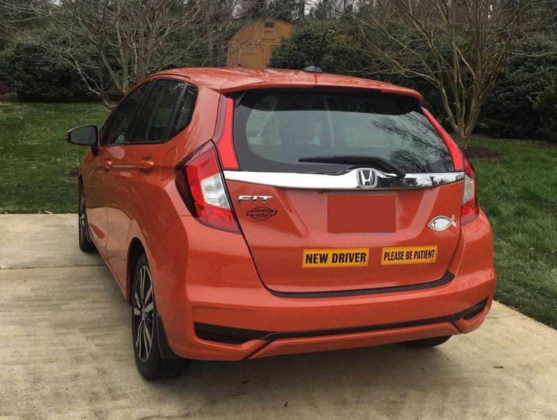 [Australia - AusPower] - TOTOMO New Driver Sticker for Car – Large 12x3 Adhesive Reflective Vehicle Safety Sign Window Cling for Student Rookie Learner Drivers Removable Bumper Sticker Please Be Patient 2 Adhesive Sticker Set 