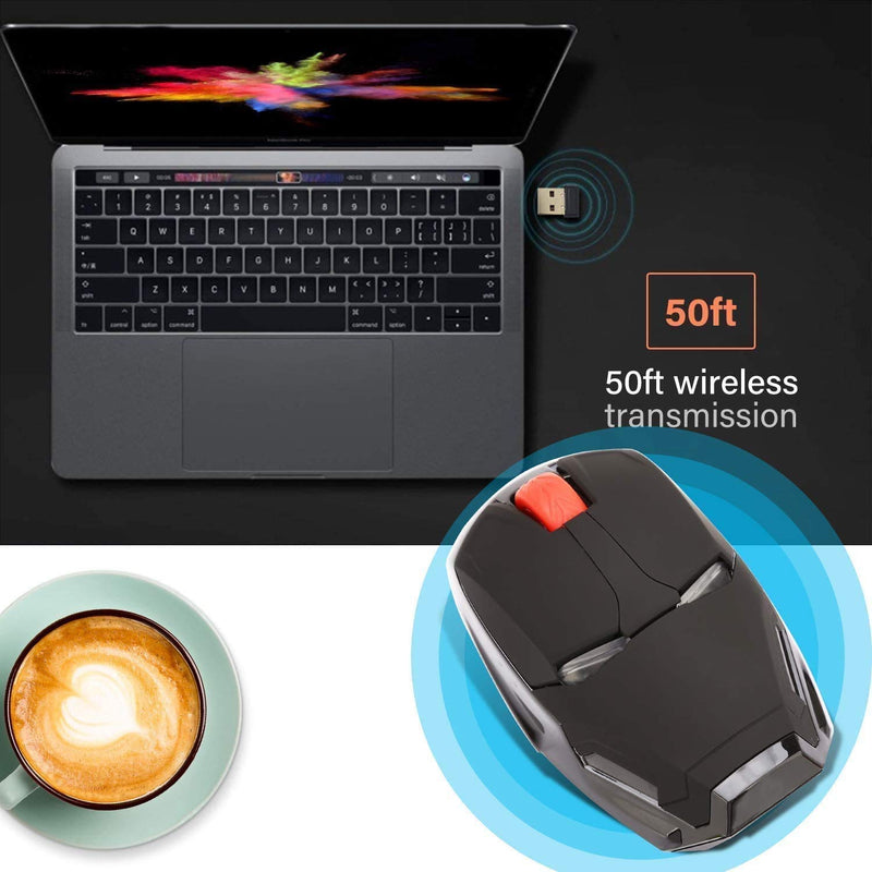 [Australia - AusPower] - Iron Man Mouse, 2.4G Noiseless Wireless Mouse with USB Receiver Portable Computer Mice for PC, Tablet, Laptop, Notebook - Black 