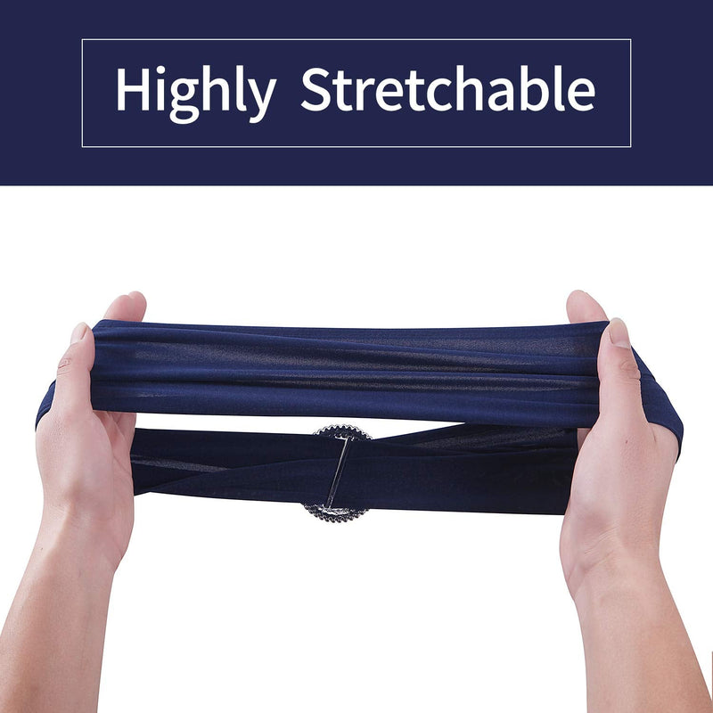 [Australia - AusPower] - Peomeise 25pcs Navy Spandex Chair Sashes with Buckle Slider for Wedding, Party Decoration 