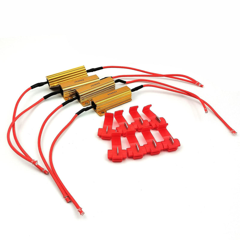 [Australia - AusPower] - Kiro&Seeu 4pcs Load Resistor 50W 6RJ 6ohm LED Decoder FIX Hyper Flash Turn Signal Blinker Brake Steering Light for LED Conversion Kit 