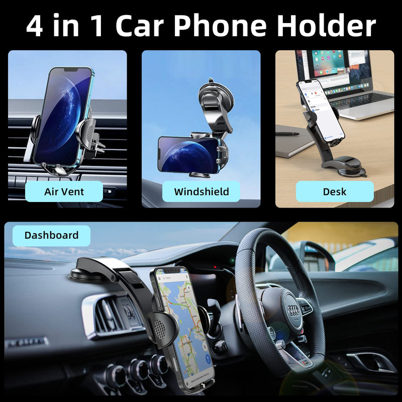 [Australia - AusPower] - CAFELE Car Phone Holder Mount, [Super Stable&Case Friendly] Cell Phone Holder for Car Dashboard Windshield Air Vent Universal Phone Mount Compatible with iPhone 13 12 Pro Max Samsung S21 & All Phones Black 