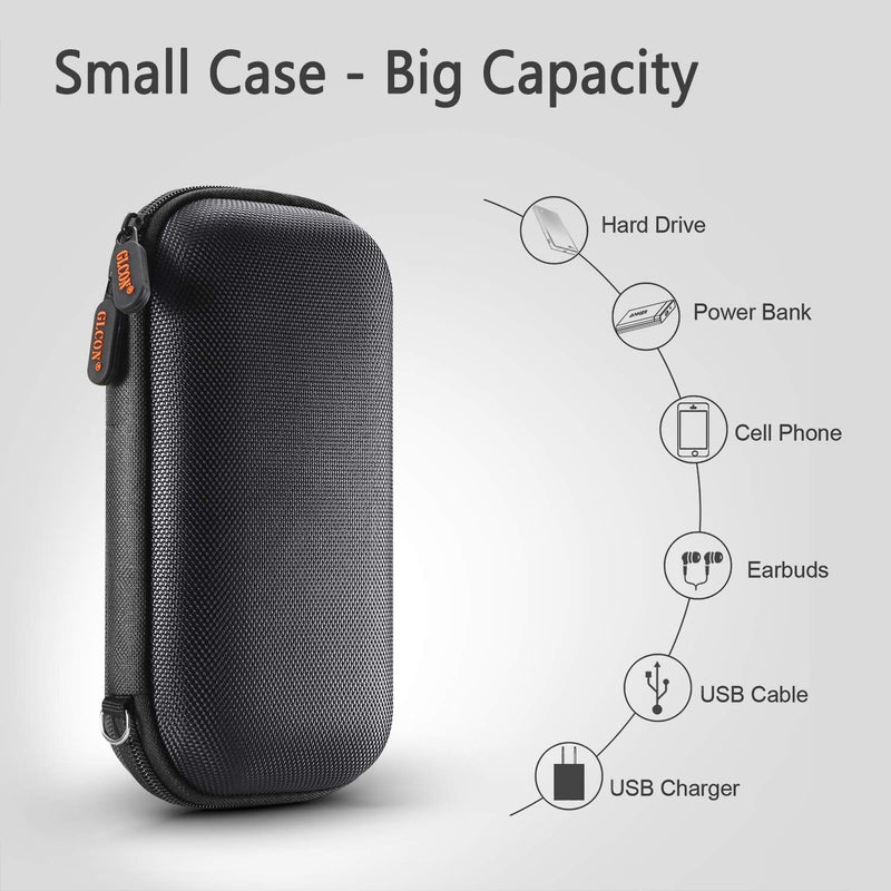 [Australia - AusPower] - Electronic Case Travel Cord Organizer - GLCON Shockproof EVA Hard Carrying Case for Power Bank, Hard Drive, USB Flash Drive, Charger - Portable Small Storage Pouch Bag 