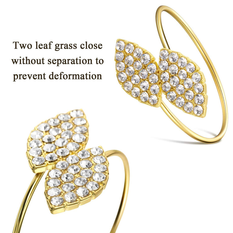 [Australia - AusPower] - Napkin Rings Wedding Napkin Holder Metal Leaves Napkins Holder Rhinestone Napkin Buckle for Wedding,Mother’s Day, Party Celebrate Festival Dinner Table Decoration (24, Gold) 24 