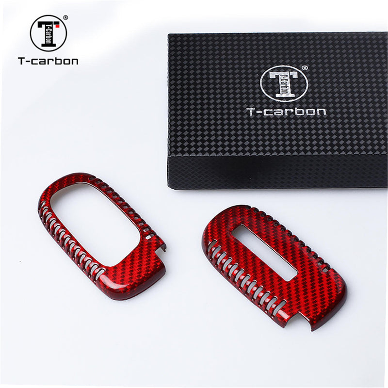 [Australia - AusPower] - MissBlue Carbon Fiber Key Fob Cover for Jeep Car Remote Key, for Jeep Cherokee Compass Grand Cherokee SRT Renegade Smart Car Key, Light Weight Glossy Finish Key Fob Case - A Style - Red 