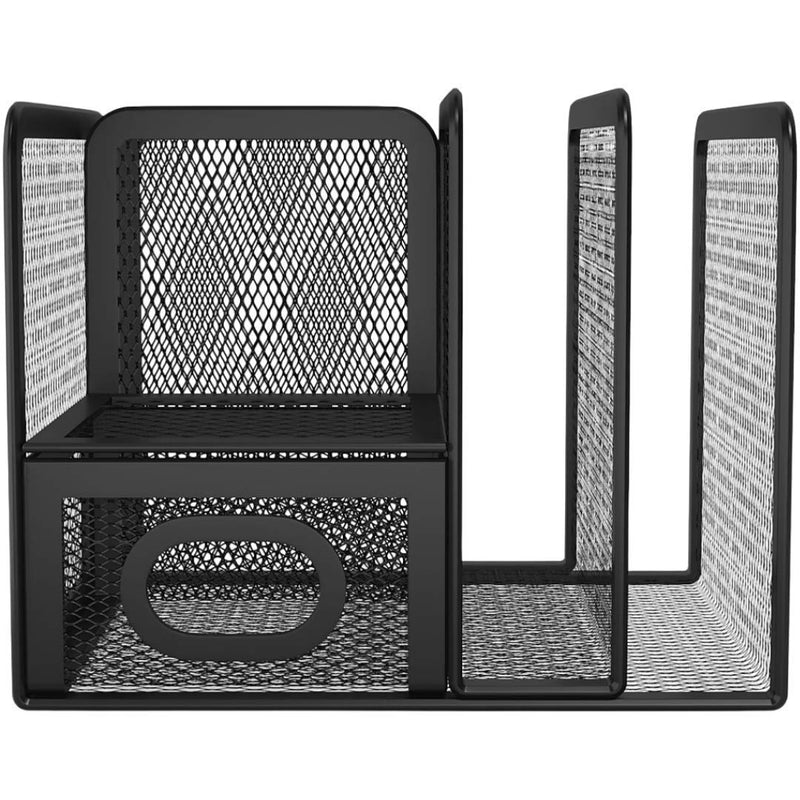 [Australia - AusPower] - 1InTheOffice Organizer for Desk, Desk Organizer, Mesh Desk Organizer, 5 Compartment Wire Mesh Accessory Holder, Matte Black 1 pack 