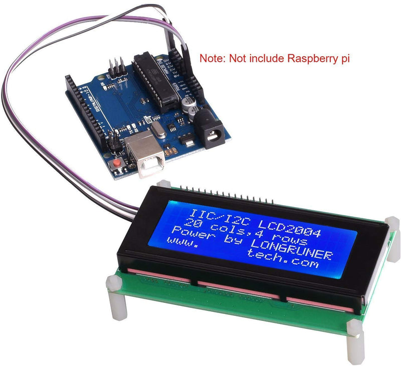 [Australia - AusPower] - for ArduinoIDE, Longruner 20x4 LCD Display Module IIC/I2C/TWI Serial 2004 with Screen Panel Expansion Board White on Blue, 4 pin Jump Cables Wire Included 