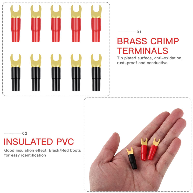 [Australia - AusPower] - WINOMO 5 Pairs 4 Gauge Strip Spade Terminal Spade Fork Adapters for Speaker Wire Cable 
