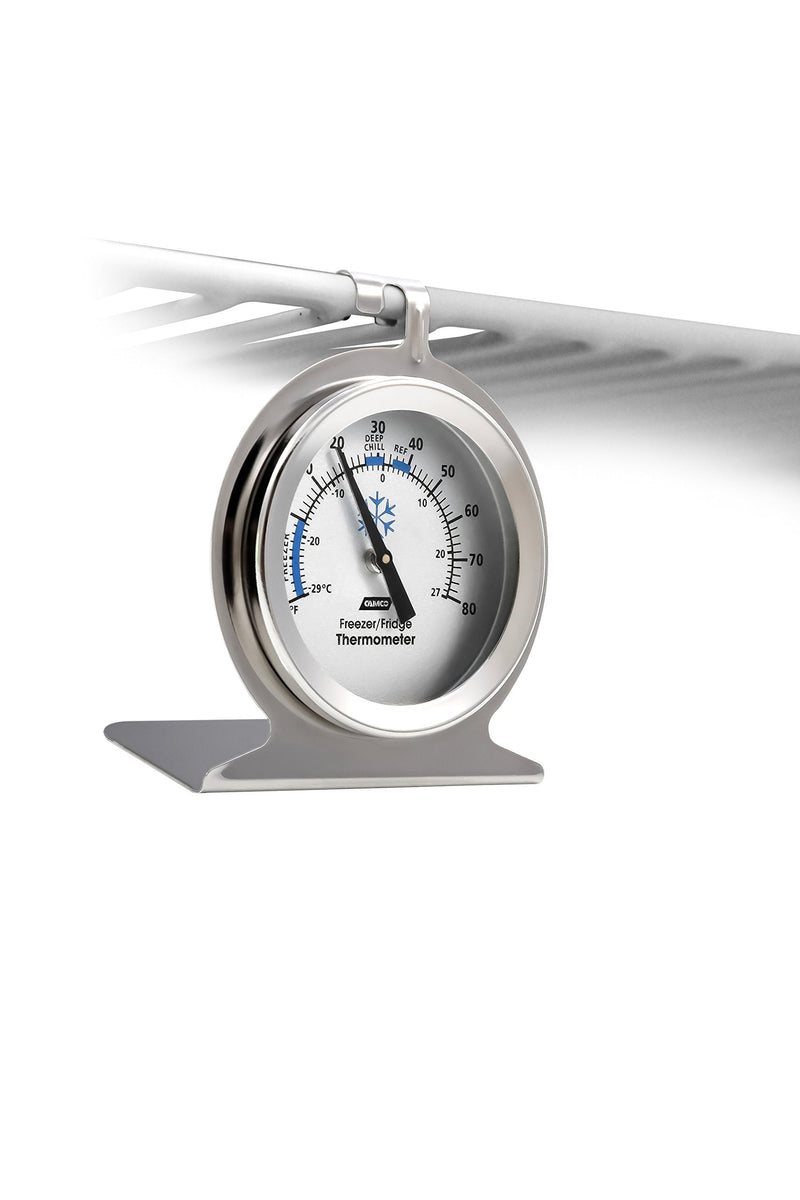 [Australia - AusPower] - Camco Durable Steel Refrigerator-Freezer Thermometer - Monitors the Internal Temperature of Your Refrigerator or Freezer, Hooks or Stands Alone (42114) 
