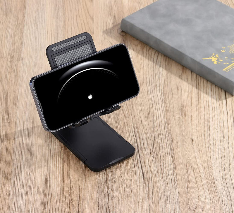 [Australia - AusPower] - Adjustable Cell Phone Stand, Angle Height Adjustable, Foldable Desk Cell Phone Stand Holder, Phone Dock Cradle Compatible with All Mobile Phones, iPhone, Switch, iPad, Tablet (Black) Black 