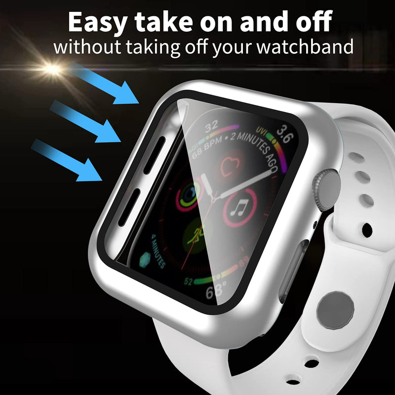 [Australia - AusPower] - Smiling 3 Pack Case Compatible with Apple Watch Series 6/SE/Series 5/Series 4 44mm with Built in Tempered Glass Screen Protector- All Around Hard PC Case Overall Protective Cover(Clear/Black/Sliver) sliver&black&clear 