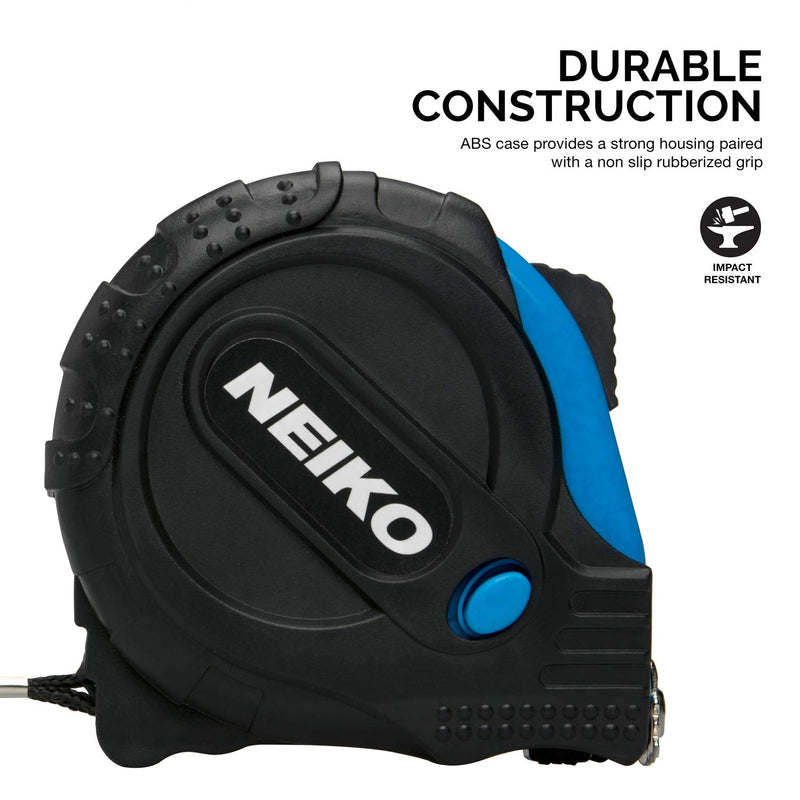 [Australia - AusPower] - NEIKO 01596A Tape Measure 16' (5M) Maximum Length | SAE/Metric Dual-Side Markings | 1" Nylon Coated Steel Blade | True Zero Dual Magnetic Hooks | Impact Resistant ABS Housing 