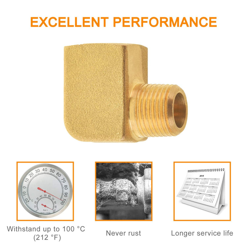 [Australia - AusPower] - SUNGATOR 4-Pack Brass Pipe Fitting, 90 Degree Barstock Street Elbow, 3/8" Male Pipe x 3/8" Female Pipe 
