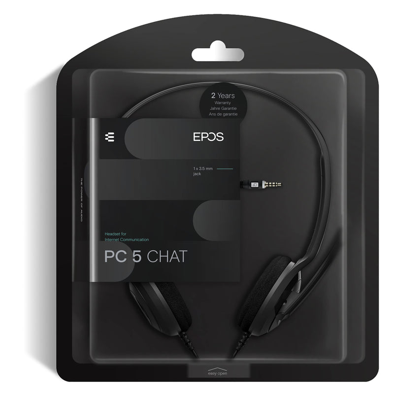 [Australia - AusPower] - Sennheiser PC 5 Chat - Headset for Internet Communication, E-Learning and Gaming - Noise Cancelling Microphone, Casual Gaming Lightweight, high Comfort, Minimalistic, Black 