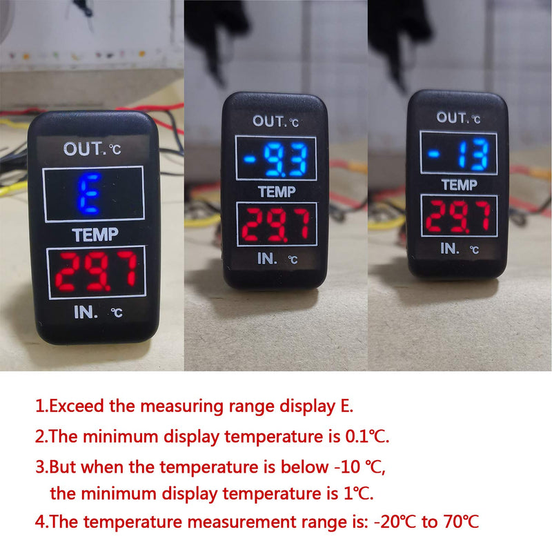 [Australia - AusPower] - Car Internal and External Temperature Display, Dual Temperature Sensors Use for Toyota (Type A) 