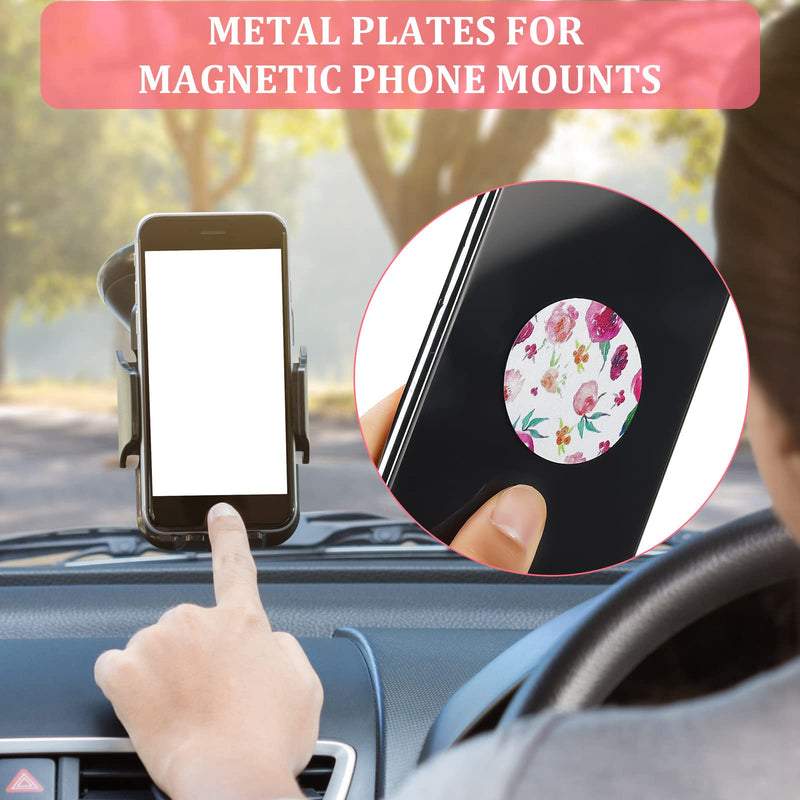 [Australia - AusPower] - 8 Pcs Phone Magnet Car Metal Plate Mount Metal Plate for Cell Holder Magnetic Car Mount Compatible with Magnetic Car Mounts Replacement Sticker (Floral Style) Floral Style 