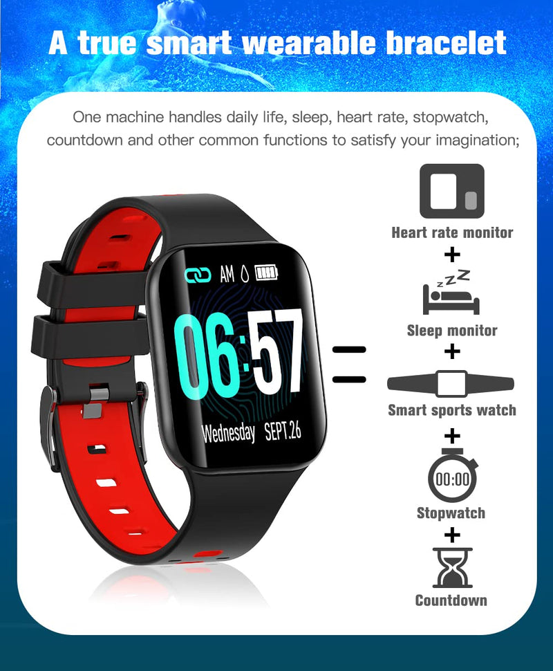 [Australia - AusPower] - 2021 Smart Watch for Android iOS Phones,Multi-Sport Track Smart Watches with Sleep Tracker,Message Reminder,Music Control,IP67 Waterproof,SmartWatch for Men, Women 