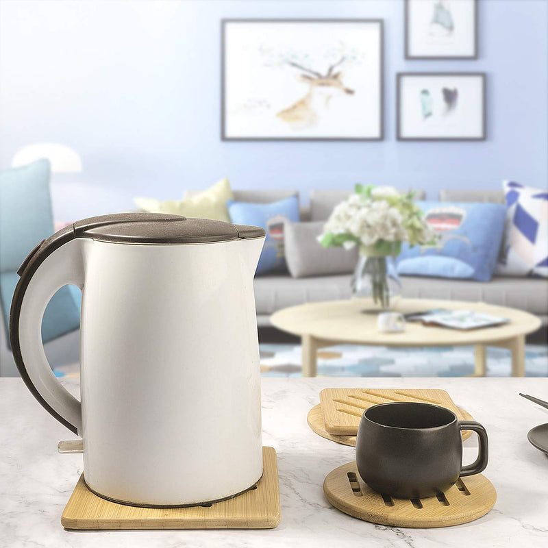 [Australia - AusPower] - Alfto Hot Pads Trivet,Table Solid Bamboo Wood Trivets for Hot Dishes and Pot with Non-slip Pads Heat Resistant Pads Teapot Trivet 4pcs(Multi Size,2 Square 2 Round) 