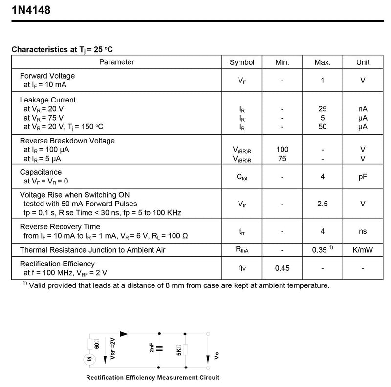 [Australia - AusPower] - (Pack of 100 Pieces) Chanzon 1N4148 Small Signal Fast Switching Diodes High-Speed Axial 200mA 100V DO-35 (DO-204AH) IN4148 4148 200 mA 100 Volt 