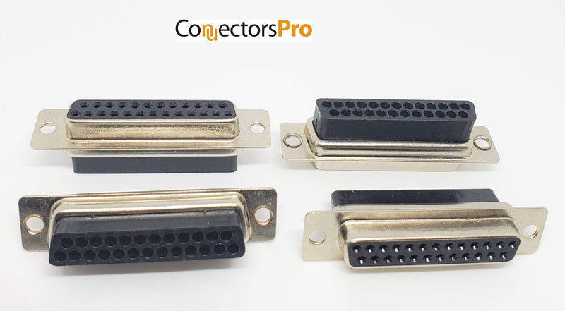 [Australia - AusPower] - Connectors Pro 4 Sets Crimp Type DB25 Female + Plastic Hoods + Pins Set, D-Sub 25P Female Crimp Connector, Pin & Hood Kit (4 DB25 Female + 4 Hoods + 100 Pins) 