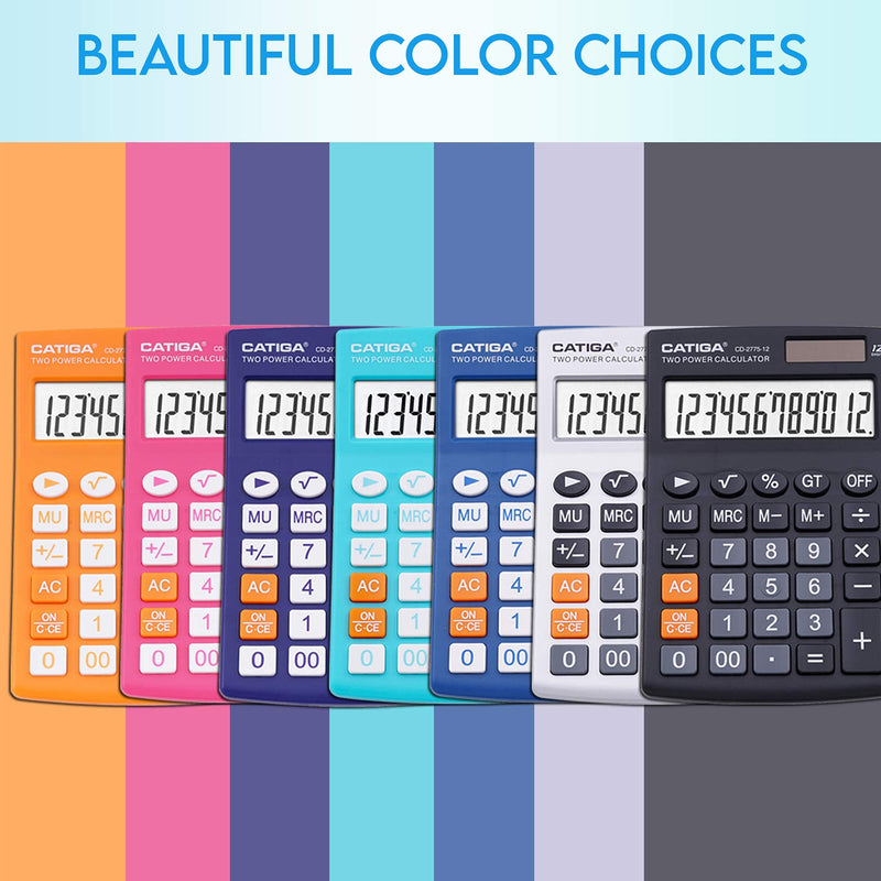 [Australia - AusPower] - Desktop Calculator with 12 Digit LCD Display Screen, Home or Office Use, Easy to Use with Clear Display/Memory Functions, CD-2775 (Light Blue) Teal 