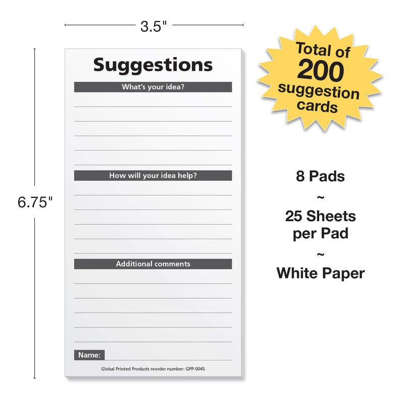 [Australia - AusPower] - Global Printed Products 200 Suggestion Cards for Suggestion Box (Pack of 200) 