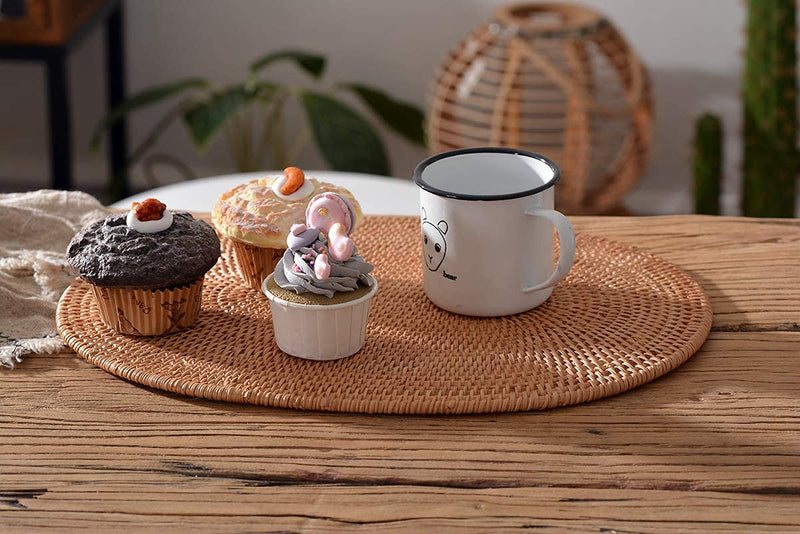 [Australia - AusPower] - DAWN FLAME Set of 2 Oval Rattan Placemat Natural Hand-Made Rattan Heat-Resistant Placemat Rattan Trivets (Oval 15.7x11.8IN), Honey Brown Oval 15.7x11.8IN 