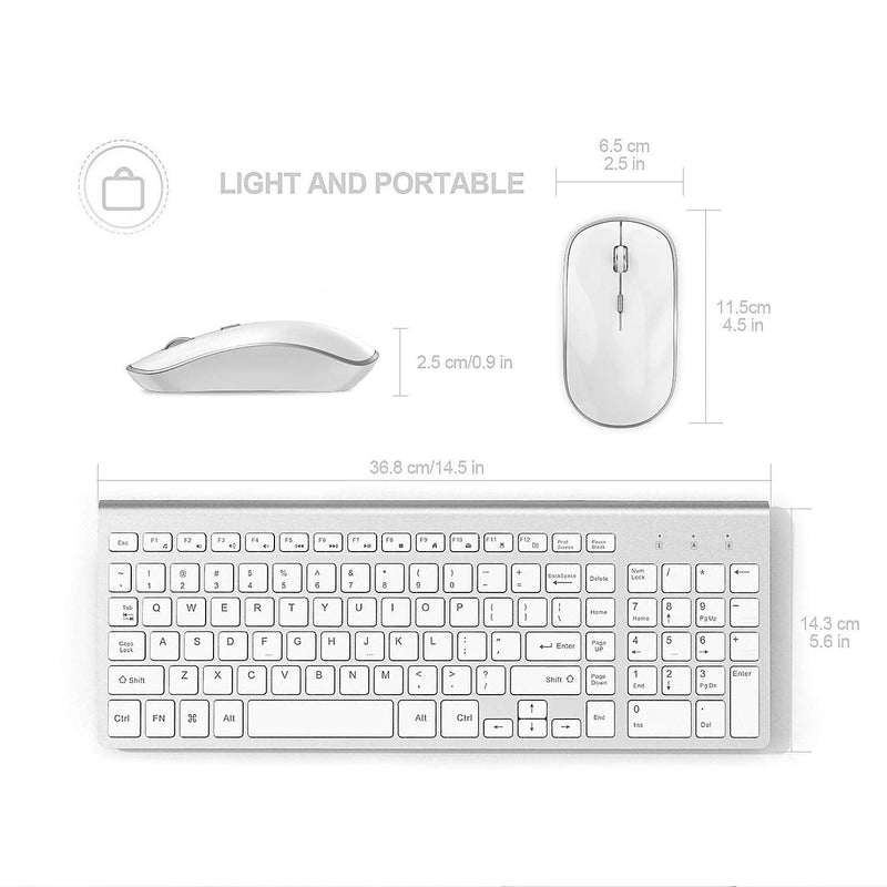 [Australia - AusPower] - Wireless Keyboard Mouse, J JOYACCES 2.4G Compact and Ultra Slim Wireless Keyboard and Mouse for Windows, Computer, Desktop, PC, Laptop-Sliver sliver 