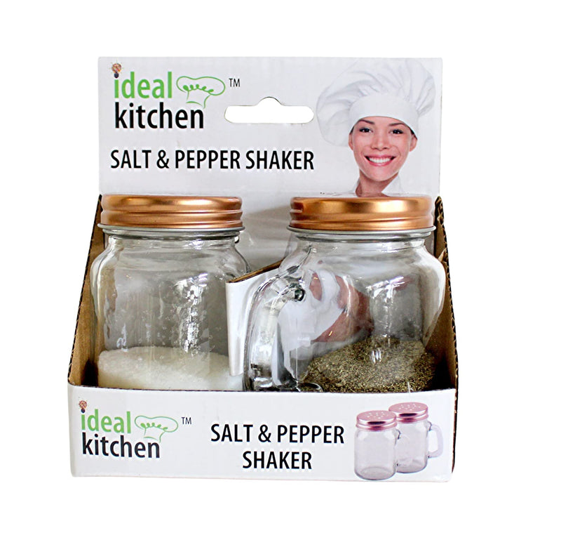 [Australia - AusPower] - Salt and Pepper Shaker Set Mason Jar (Clear Glass) Vintage Inspired Design 