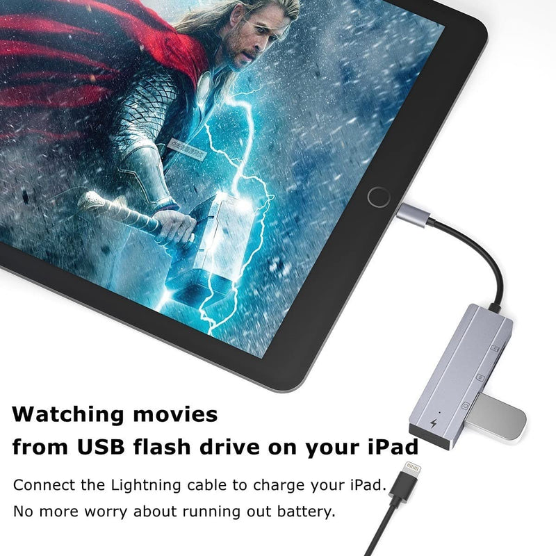 [Australia - AusPower] - Camera SD Memory Card Reader for iPhone[Apple MFi Certified], IVSHOWCO iPhone to USB Adapter, 4-in-1 Lightning Male to USB Female OTG Cable Adapter for iPhone 13 12 11 Xr X XS 8 7 Plus iPad… 