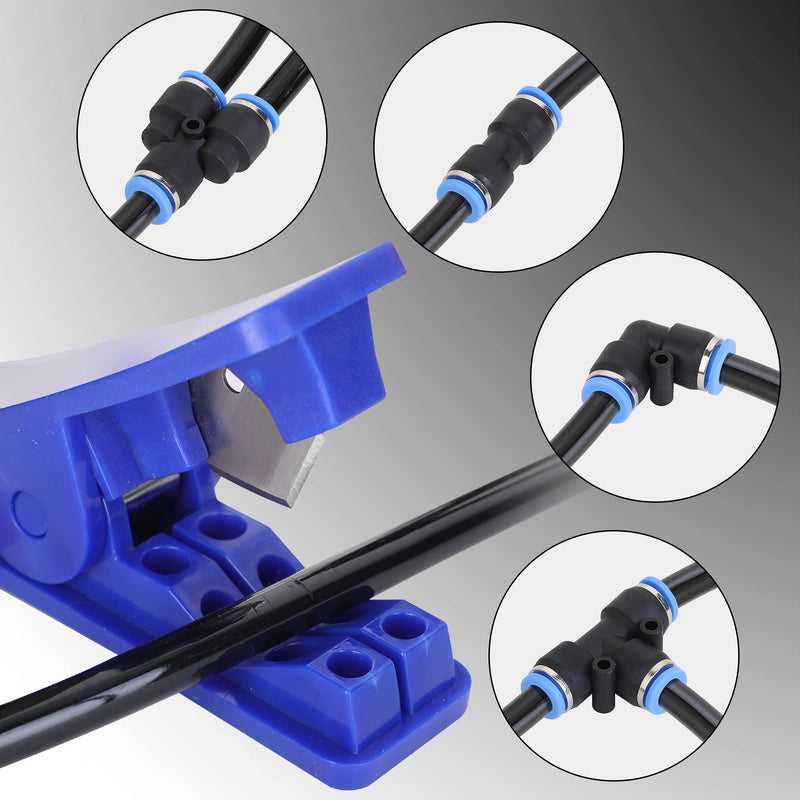 [Australia - AusPower] - Hromee Air Line Tubing Kit, 5/16 Inch (7.937MM) OD x 32.8 Feet Polyurethane PU Tube and Push to Connect Fittings, 14 PCS Compressed Pipe and Accessories Kit Polyurethane (PU) 