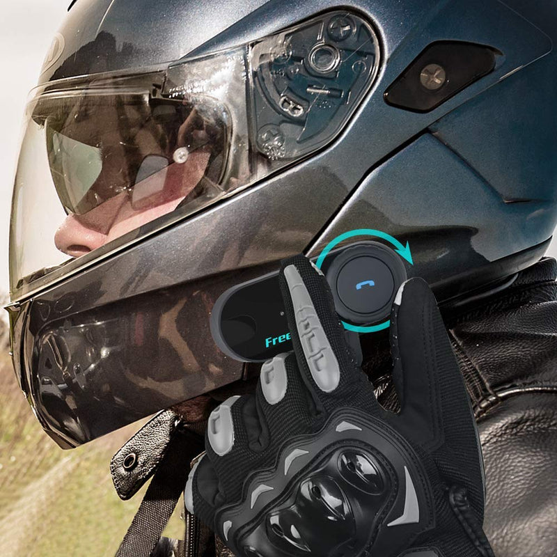 [Australia - AusPower] - Motorcycle Communication System Bluetooth 5.0 FreedConn T-COMVB Helmet Bluetooth Headset for Motorbike Skiing 2~3 Riders Pairing/ 800M Range/Music Sharing/ 1 Pack Changeable Hard & Soft Mic 1 Pack - BT 5.0 Version 