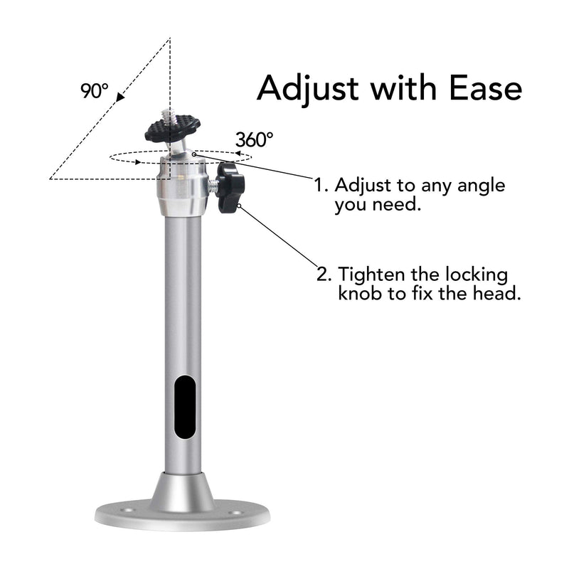 [Australia - AusPower] - Mini Ceiling Projector Mount - for Projectors CCTV DVR Cameras - Compatible with QKK, VANKYO,DR.J, DBPOWER - Length 175mm/6.88in Silver 