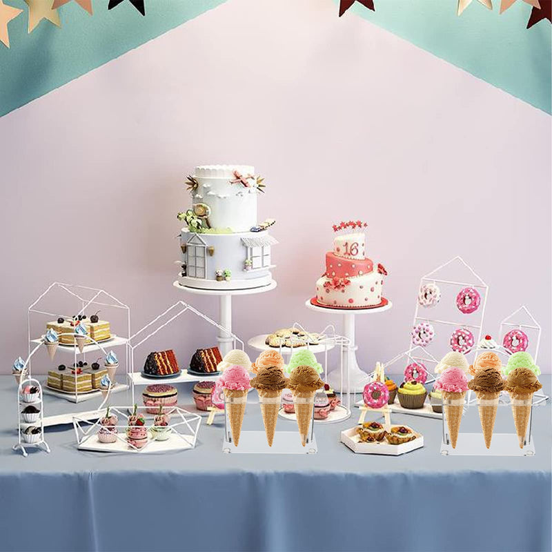 [Australia - AusPower] - YOUEON 2 Pack Acrylic Ice Cream Cone Holder with 6 Holes, Acrylic Cone Stand Waffle Cone for Cupcake, Sugar, Popcorn, Restaurant, Party or Buffet 