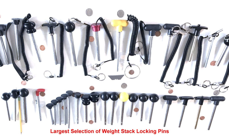 [Australia - AusPower] - Pin, Tensile - (3/8" Dia 5-1/2" Locking Space) Universal Weight Stack Replacement SELECTOR KEY | Various size Locking Space | DETENT PINS w/Round Black KNOB - Chrome Plated Steel Shaft | by SBD Locking Length 5-1/2" 