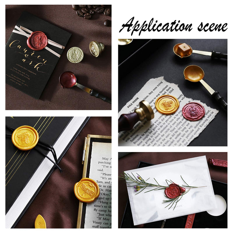 [Australia - AusPower] - PH PandaHall Wax Seal Stamp Set with 7 Piece Sealing Wax Stamp Brass Heads and 1 Pieces Wooden Hilt Handle for Christmas Valentine's Day, Mother's Day, Thanksgiving Envelopes, Invitations, Packages 7PCS Wax Seal Stamp 