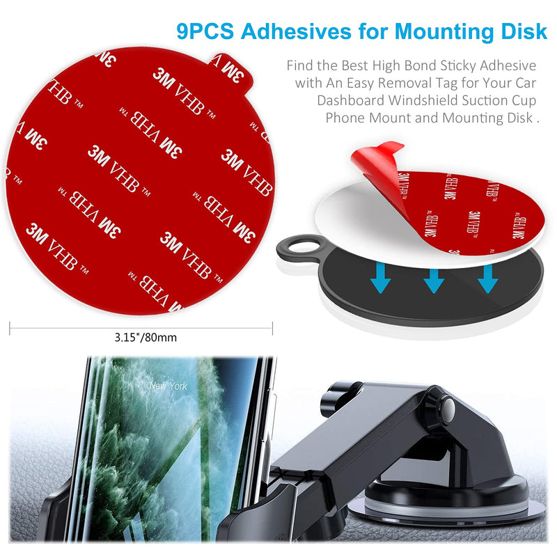 [Australia - AusPower] - 9 PCS Adhesives Pads for Suction Cup Mount, 80mm(3.15 inches) Transparent Double-Sided Sticky Pad Windshield Mount Adhesives for Dashboard Mounting Disk and Windshield Camera, GPS, Car Phone Mount 
