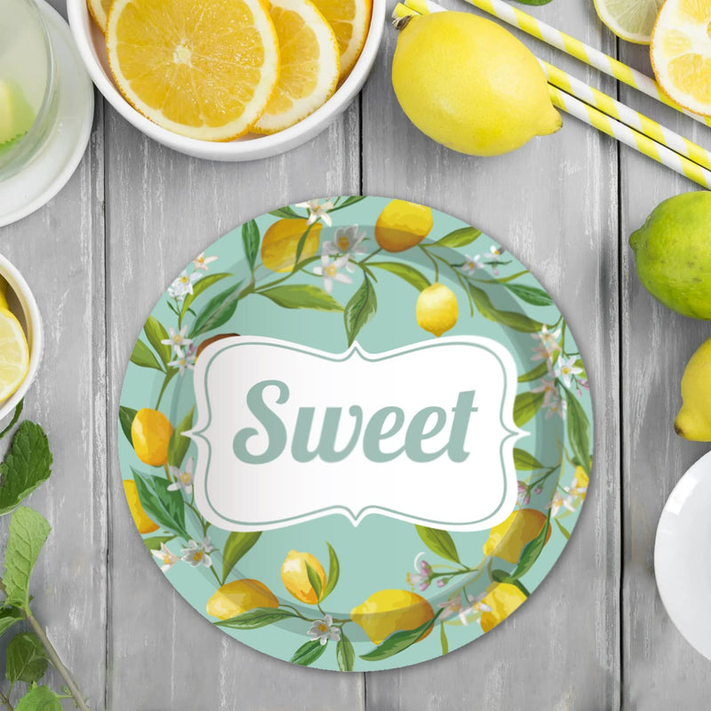 [Australia - AusPower] - Sweet Lemon Paper Plates - 24pcs 9inch Disposable Round Party Plates for Dessert, Snack, Fruits, Spring Summer Lemon Themed Event Decor, Picnic, Birthday, Baby Shower Party Supplies lemon-9in 