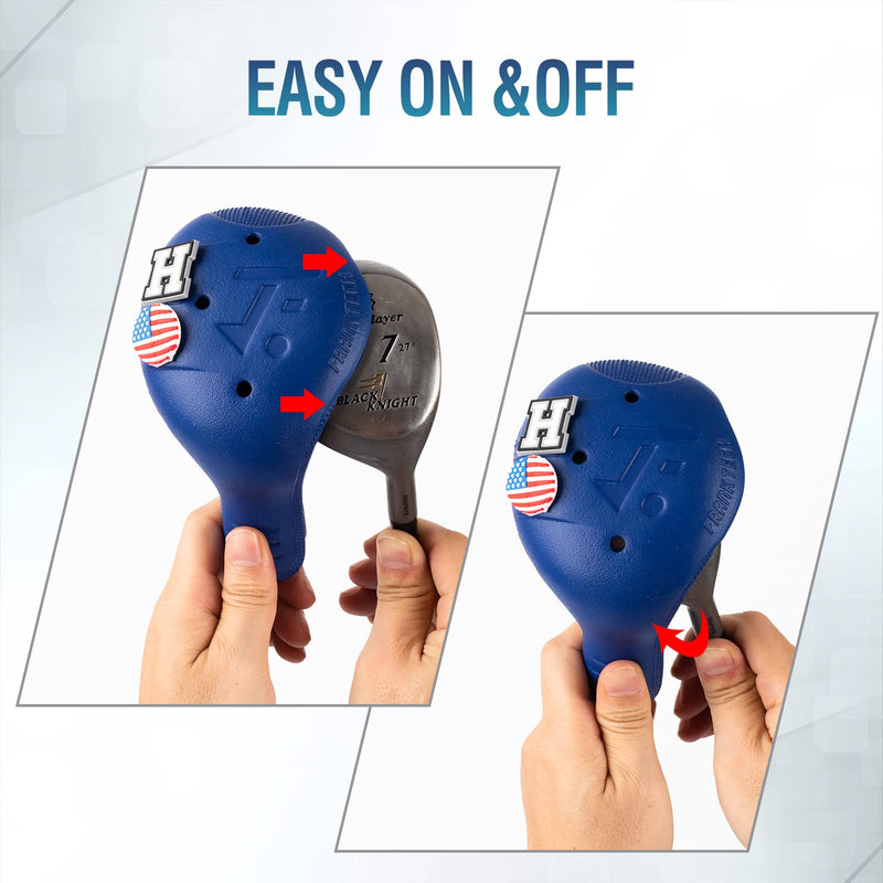 [Australia - AusPower] - Golf Club Covers, 4pcs or 1pc EVA Plastic Golf Head Covers for Driver Fairway Woods Hybrid, Driver Headcover with Pins, Fit All Right-Handed Golf Clubs, Easy On Off, Washable, Funny BLUE #1 
